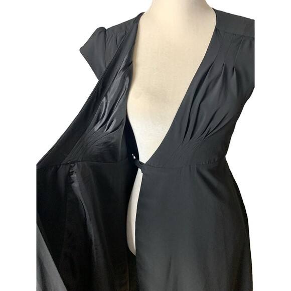 Banana Republic Wrap Style Dress Women's Sz 2 Black Polyester Cap Flutter Sleeve - Picture 8 of 13